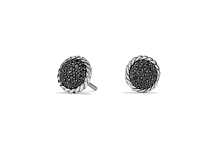 Rhodium Plated Black CZ Studded Twisted Stud Earring
